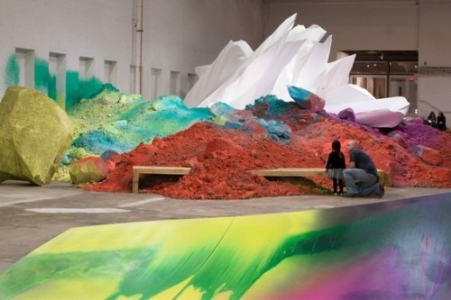 aestheticgoddess: Brightly painted soil installation by Katharina Grosse