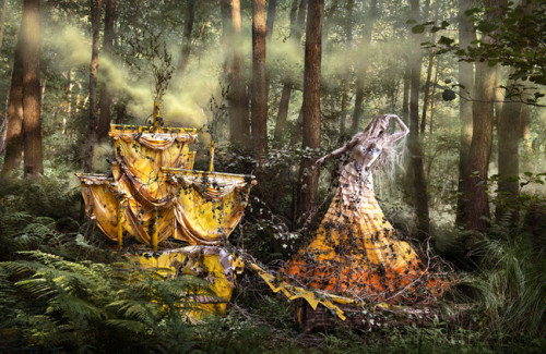 sixpenceee:  Pohtos by Kirsty Mitchell. Her Wonderland, which sees fantastical, opulent costumes in beautiful natural settings, took her six years to complete.Check out these surreal photo manipulations by Kevin Corrado. 