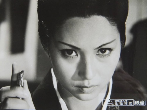 Meiko Kaji (梶芽衣子) in Wandering Ginza Butterfly 2: She-Cat Gambler (銀蝶渡り鳥　牝猫博奕), 1972, directed by Ka