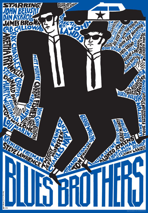 Andrzej Krajewski Blues Brothers Limited edition art poster. Printed: 2012  Size: B1 - 67x97cm