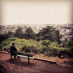 danielbrokstad:  A lonely guy watching the San Francisco view from Buena Vista park. #sanfrancisco #city #park #usa