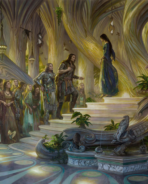 cinemagorgeous:Beren and Luthien in the Court of Thingol and Melian. A scene from Tolkien’s The Si
