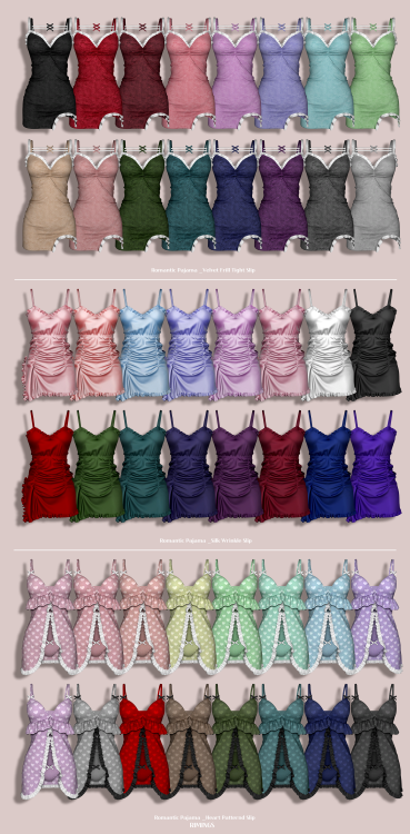  [RIMINGS] Romantic Pajama Set - FULL BODY 3- NEW MESH- ALL LODS- NORMAL MAP- 16 / 16 / 16 SWATCHES-