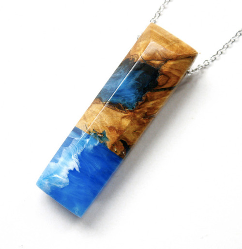 itscolossal:Resin and Wood Jewelry by Britta Boeckmann Encapsulates Crashing Ocean Waves