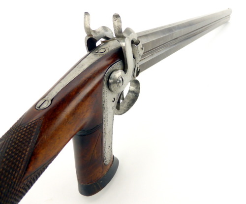 Unusual double barrel percussion muzzleloading rifle by Gastine Renette or Paris, mid 19th century.F
