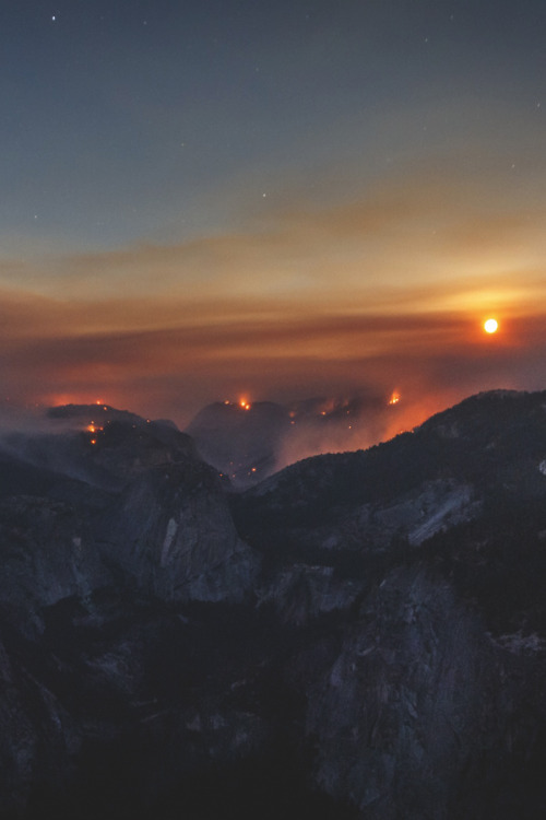 visualechoess - Fires Behind Half Dome - by - Jeff Davis
