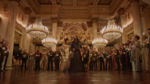 Grigori Rasputin with his “ladies” at the ball in the new trailer for The King&