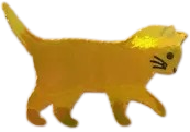 sticker of a shiny golden cat pawing the ground.