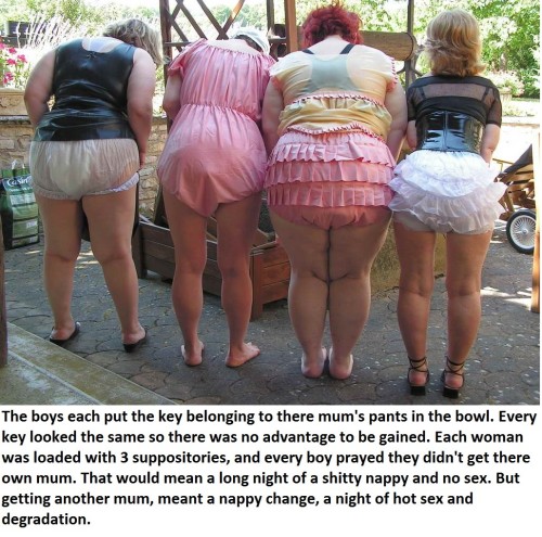gummihosi-blog: tabitha222: These 4 disobedient husbands have been sissified and diapered.  The