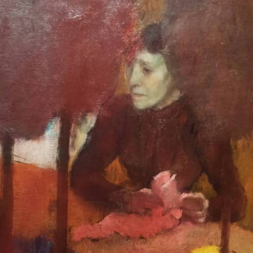 Degas, The Milliners (c. 1882), detail, @gettymuseum.