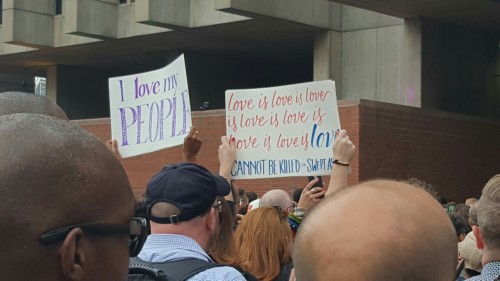 charmingpplincardigans: Some pictures from the Boston City Hall Plaza vigil for Orlando. Currently w