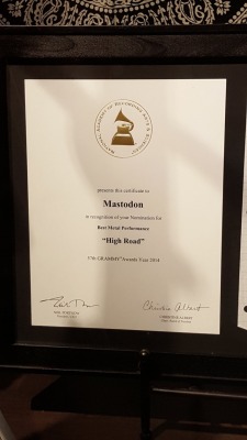 Mastodons Grammy notice for High Road