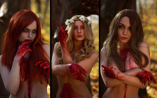 The Witcher - Ladies of the Woodsdesireeskai as Brewessannakreuz9 as WhispessIrene as Weavessanders_v.cosplay as the poor guyPhoto, make-up by mehttps://www.instagram.com/milliganvick/