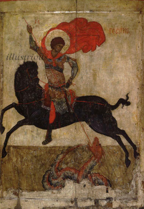 Saint George Slaying the Dragon (esau) From the village of Pskov, northwestern Russia Byzantine, lat