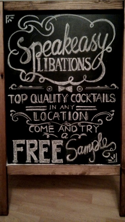 Handlettering for Speakeasy Libations at the Rippon Cathedral wedding fair.