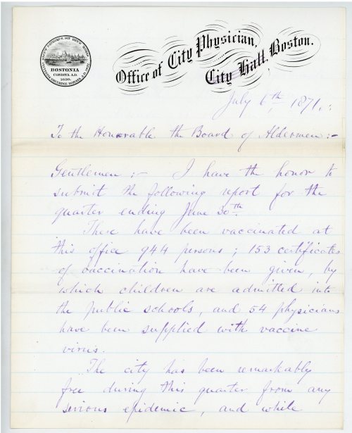  Did you know that Boston successfully fought a smallpox epidemic in 1871? On this day in 1871, Bost