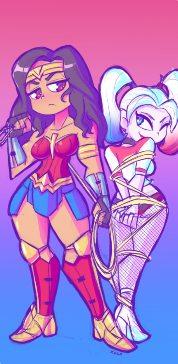 xucoalex:  A sketch commission of Wonder Woman & Harley Quinn!  Consider supporting me on Patreon! https://www.patreon.com/xuco  < |D’‘‘‘