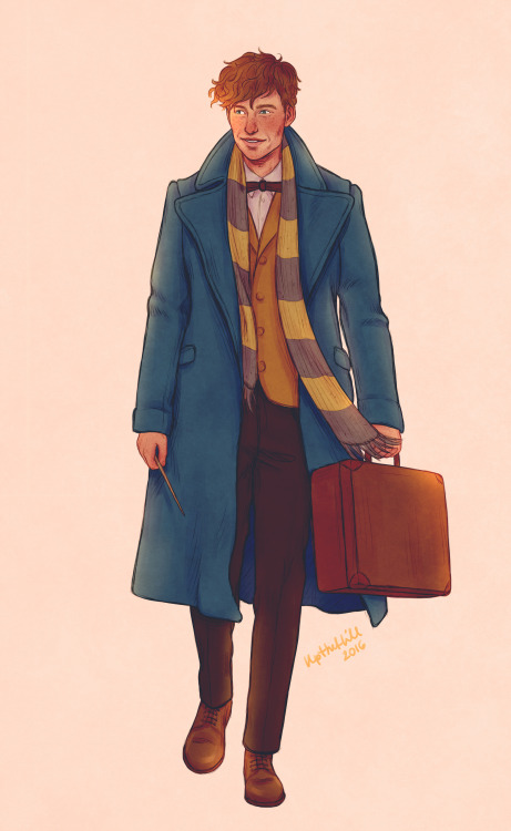 upthehillart: Newt Scamander (and Pickett the bowtruckle!)