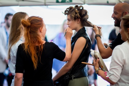 Josephine Skriver | Backstage Freya Dalsjo, Spring/Summer 2016.Photographed by Victor Jones.