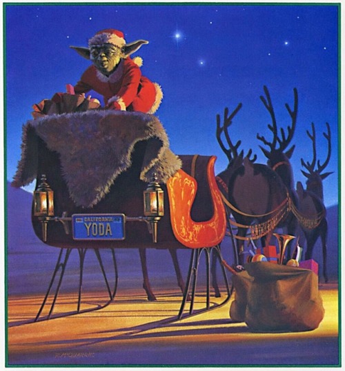 weirdlandtv: Another Yoda Claus: 1982 Lucasfilm Christmas card by Ralph McQuarrie.
