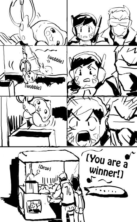 njikeartist2:  Read [Part 1 here] Dva and 76 try to win a Pachimari! This comic has so many panels. I hope everything is clear visually. I post more art on Twitter: https://twitter.com/njikeartist 