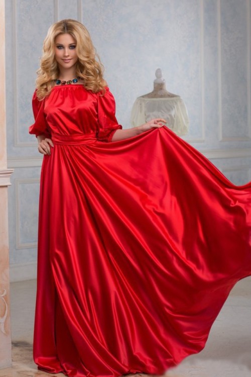 Red satin dress