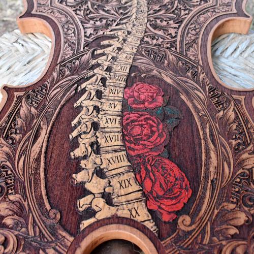 ex0skeletal-undead:  Spine, Violin wood sculpture by  EngraversDungeonArt on Etsy