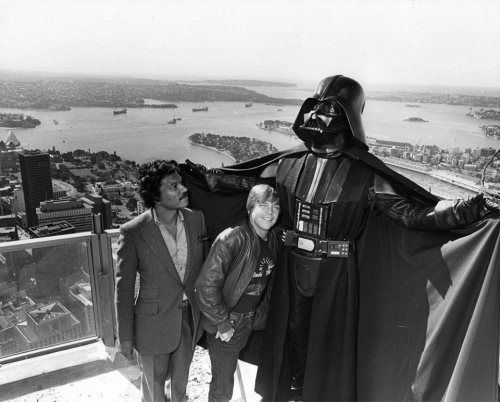 jady2007:  https://www.facebook.com/itsmarkhamill  Mark Hamill and Billy Dee Williams with Darth Vader on top of the Sydney Tower  