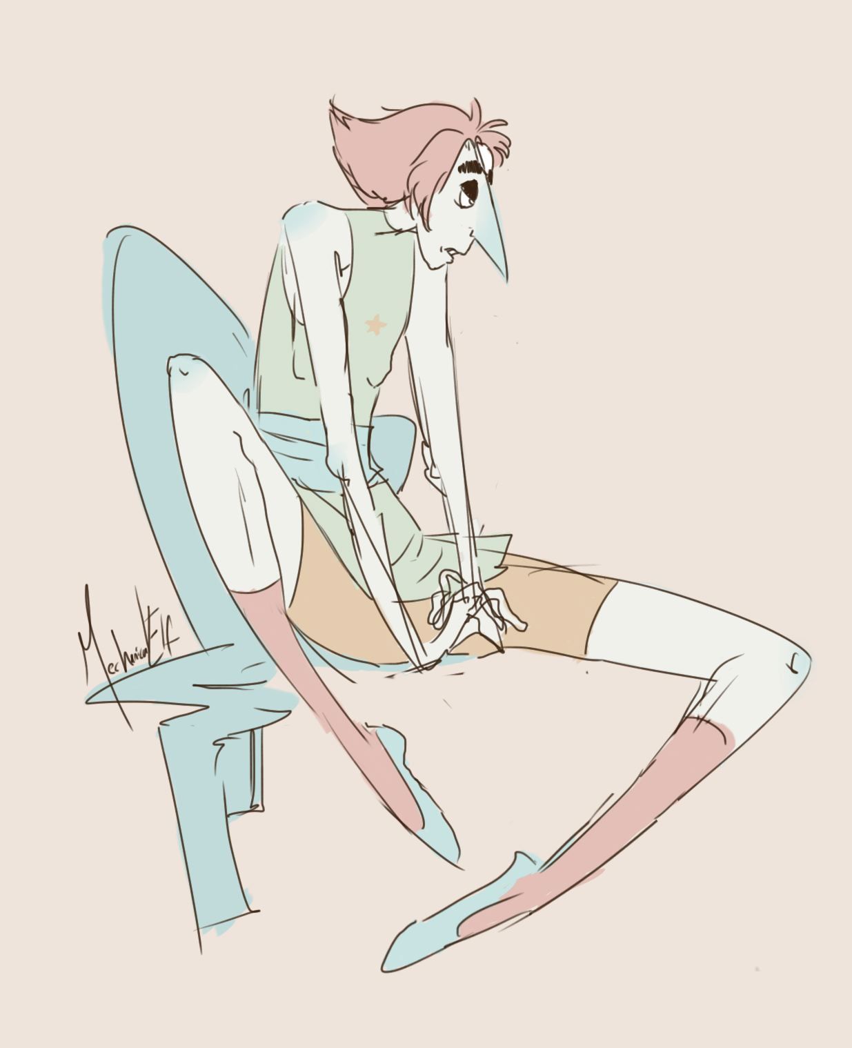 mechanicalelf:  a very sloppy warm up doodle my pearl……….… ……. … 