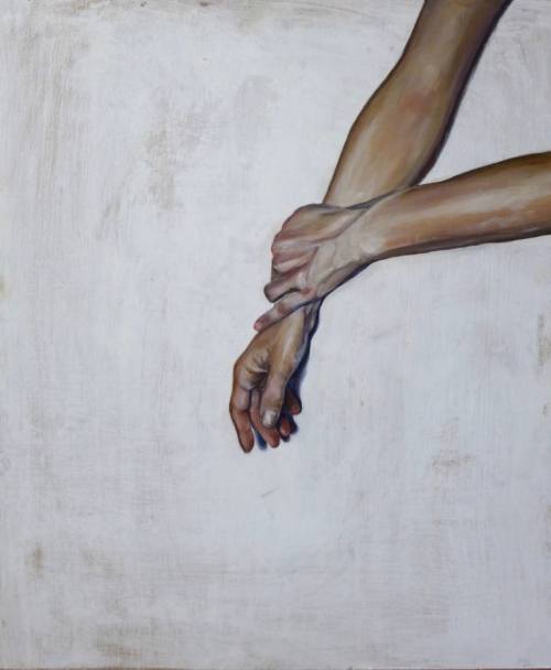 Adam Wever-Glen (based Sacramento, CA, USA) - 1: Hold Gesso, Oil on Wood Panel  2: Touch Oil on Wood