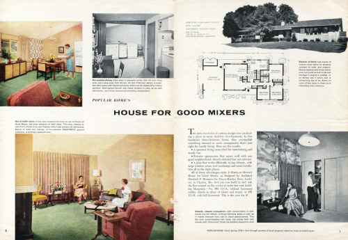 United States, 1956: House for good mixersA three-bedroom ranch house with a utility room open to th