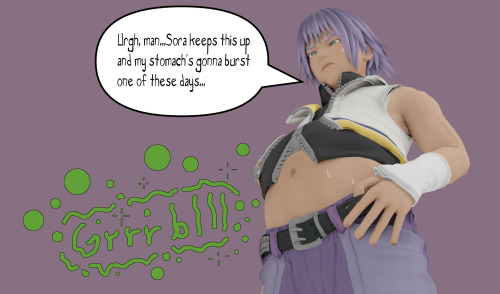 Got A 3-panel Reward Sequence Of Riku And His Glorious Belly Shirt After Getting Stuffed To The Brim