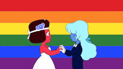 gamedot:  HAPPY PRIDE MONTH!! here’s the rupphire kiss with the rainbow flag, the lesbian flag and the nonbinary lesbian flag ♥