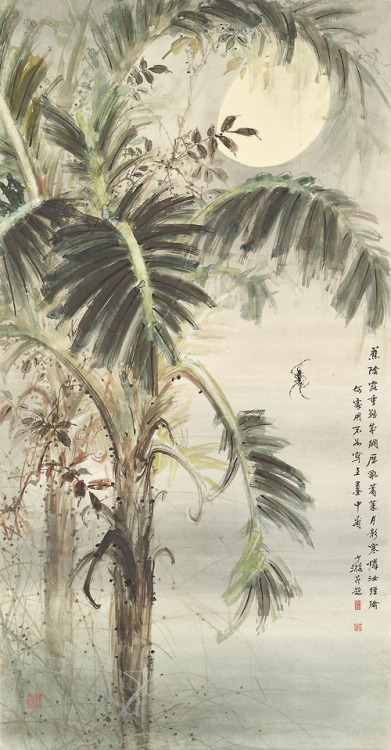 catonhottinroof: Bao Shaoyou (1892-1985) Plantain and Spider under Moonlight
