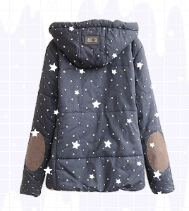 larimii:  ♡  Star Print Navy Blue Hooded Parka  ♡    ♡  More here  ♡