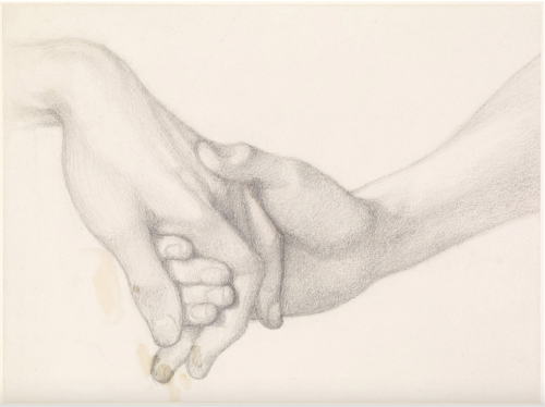 Dante Gabriel-Rosetti, a life-size study of hands for &ldquo;Dante&rsquo;s Dream at the Time of the 