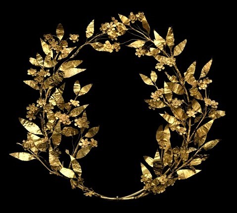 archaicwonder:  Greek Corinthian Gold Myrtle Wreath, 330-250 BC        In ancient