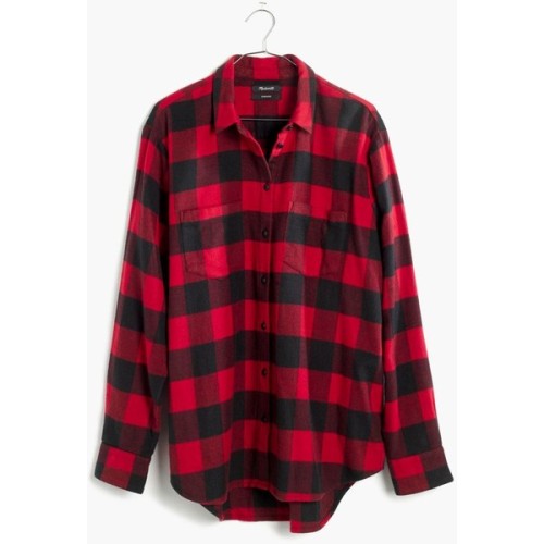 MADEWELL Flannel Oversized Ex-Boyfriend Shirt in Buffalo Check ❤ liked on Polyvore (see more button 