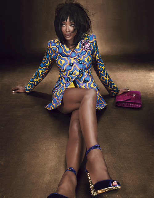 wmagazine:  Naomi Campbell is all legs in prints and pumps.  Photographed by Emma Summerton; styled by Giovanna Battaglia; W magazine July 2012. 