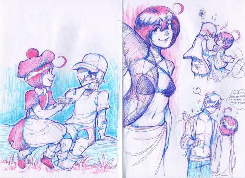 Some colorful thing from my sketchbook =U= Only ballpens, only hardcore!