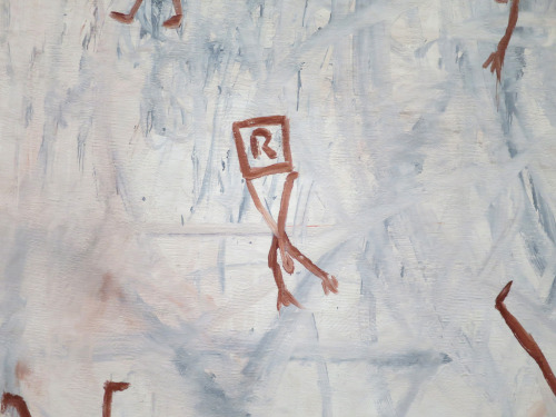 A. R. Penck (b 1939), ‘Untitled’ [detail], 1964, emulsion paint on drapery.