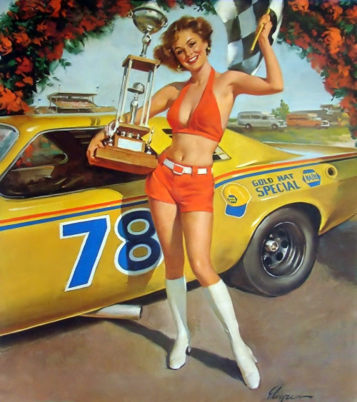 lovethepinups:Gil Elvgren - NAPA advertising 1960’s - Perfect for the start of NASCAR yesterday!