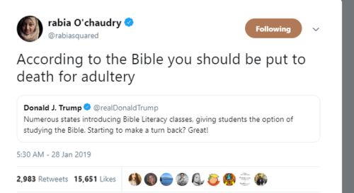 mysharona1987: To be fair, it’s not like he has ever read The Bible. Or any book, for that matter.   