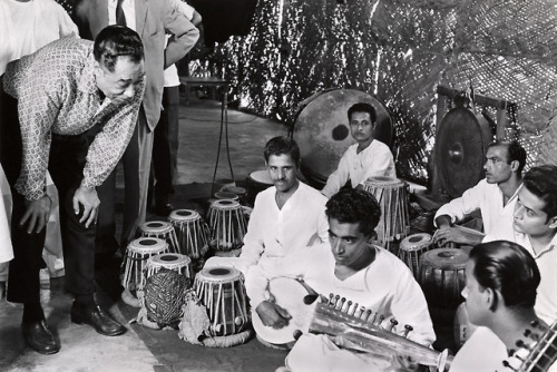 Duke Ellington (left) with the Bharatiya Kala Kendra Orchestra in New Delhi, India in 1963.