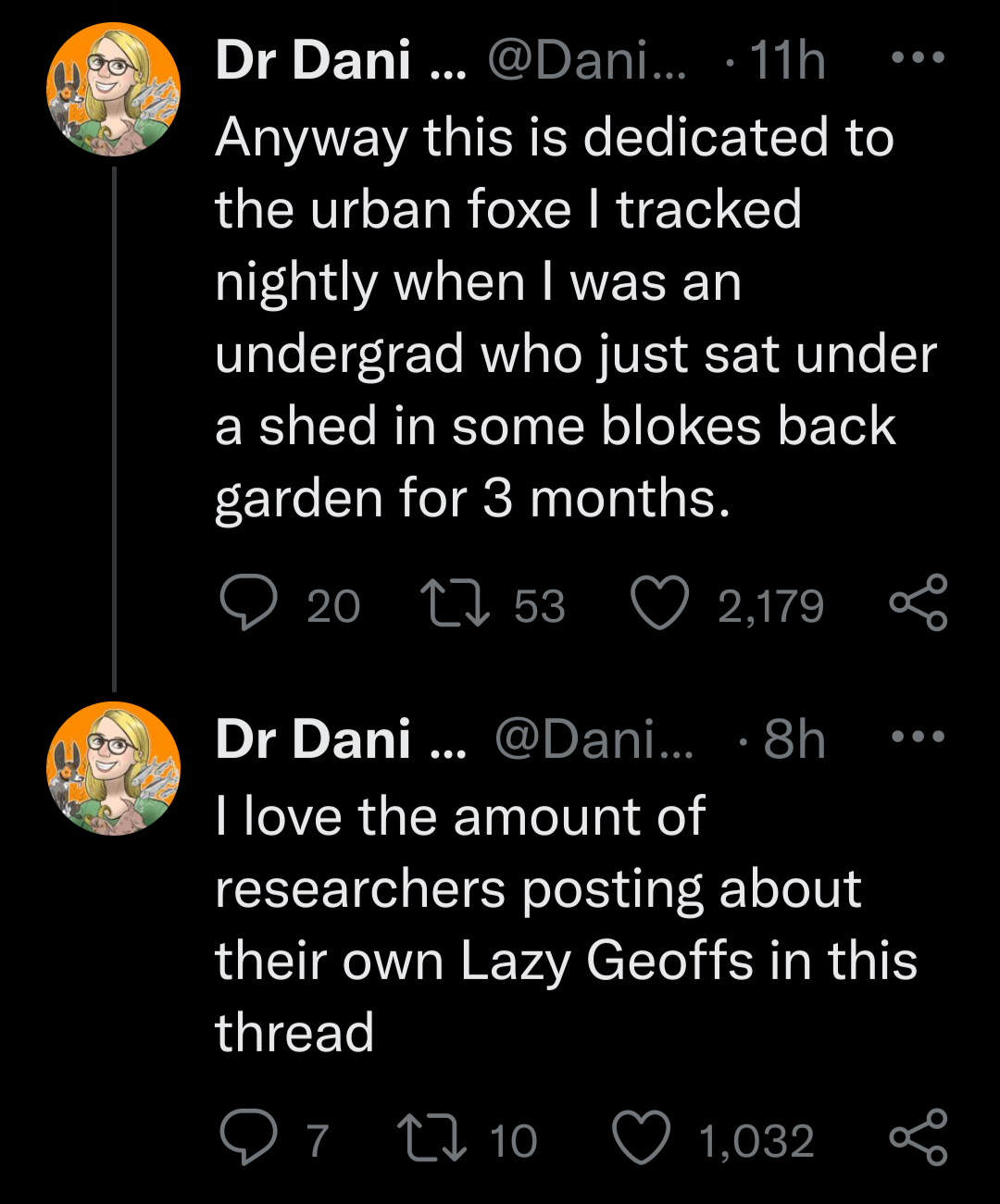 ankewehner:digsdigsdigs:this thread is more affirming than 95% of “self care” materialsHere, I found the thread for you so cou can look at the Lazy Geoff stories from others: https://twitter.com/DaniRabaiotti/status/1506643102957813768 