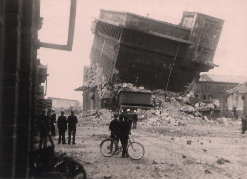 Start of the demolition of the Befehlsbunker Wilhelmshaven, Germany, 1949