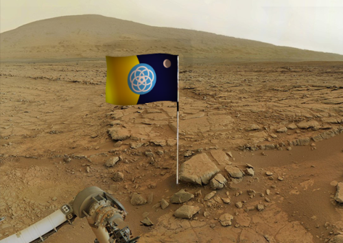 Earth flag on Mars -  bandiera pianeta Terra