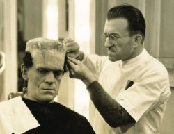 fuckyeahbehindthescenes:   Makeup artist Jack Pierce and Boris Karloff would meet for hours every evening in the weeks leading up to the film’s production to go over the Monster’s look. (x) Frankenstein (1931) 