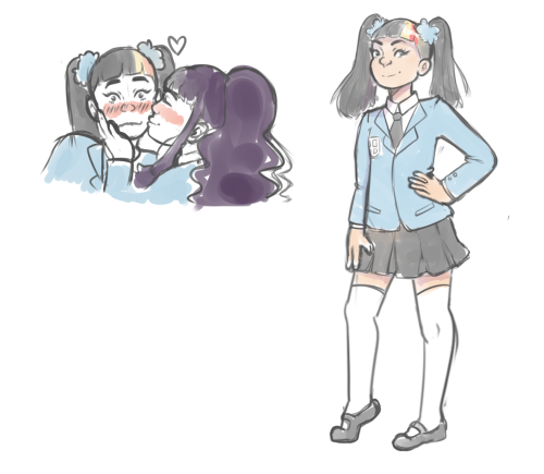 kawaii-rookie:Some lazy doodles of my High school headcanon Meiling Li! Her hair is dyed similar to 