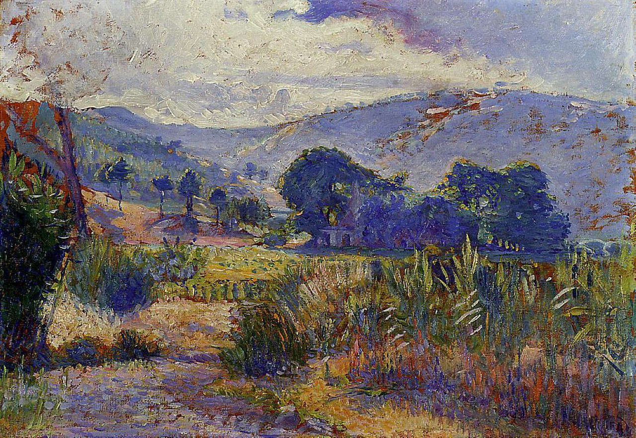impressionism-art-blog:  Cabasson Landscape (study), 1899, Henri-Edmond CrossMedium: